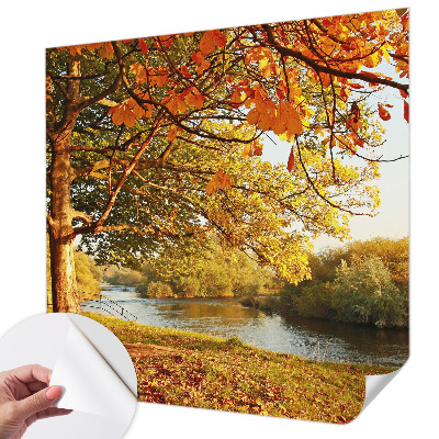 Nursery wall mural with a coastal autumn motif