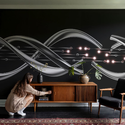 Children's wall mural with a braided pattern