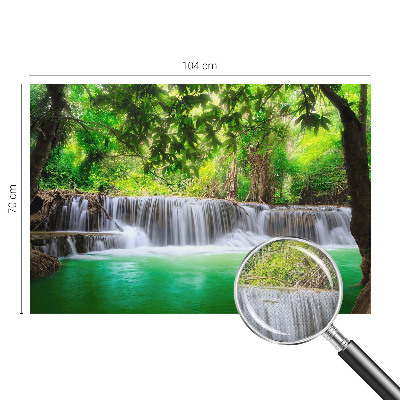 Removable wall mural wallpaper with a forest waterfall design