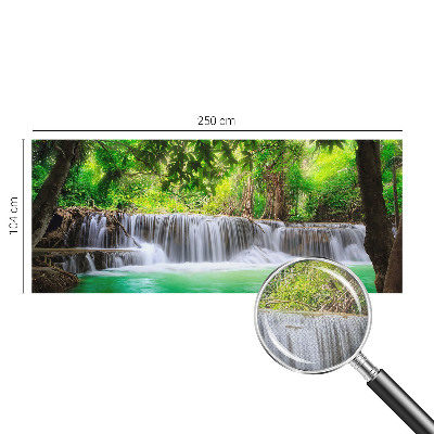 Removable wall mural wallpaper with a forest waterfall design