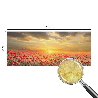 Peel and stick wallpaper mural with a poppy field design