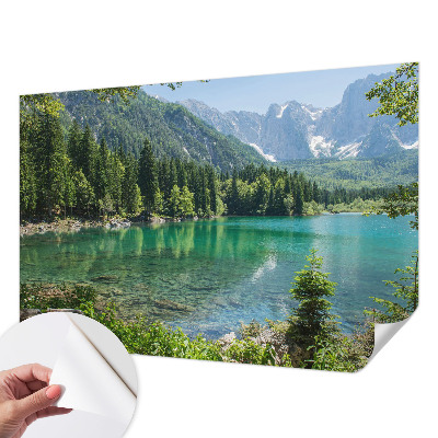 Stick-on wall mural with a green lake motif
