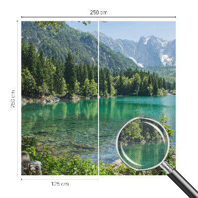Stick-on wall mural with a green lake motif