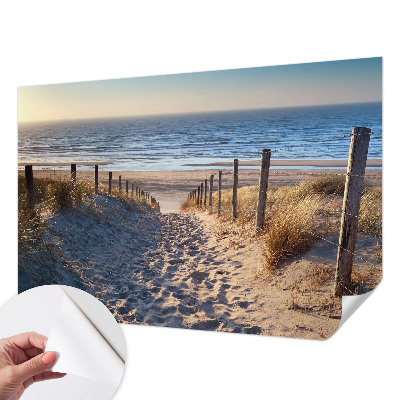 Removable wall mural wallpaper featuring a beach path scene