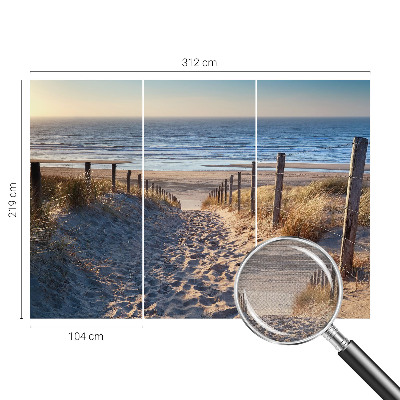 Removable wall mural wallpaper featuring a beach path scene