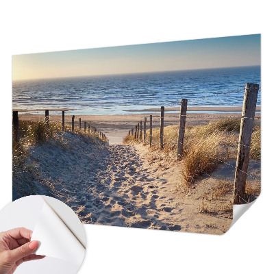 Removable wall mural wallpaper featuring a beach path scene