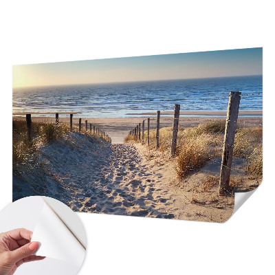 Removable wall mural wallpaper featuring a beach path scene