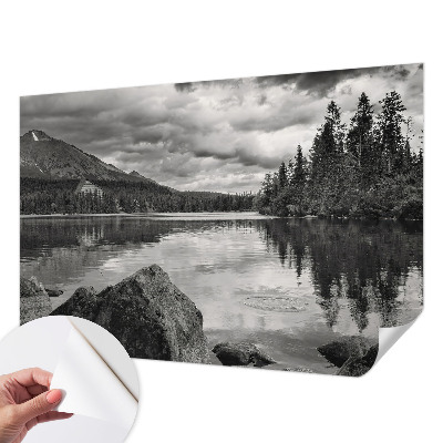 Peel and stick wall mural for kids' room with a mountain panorama design