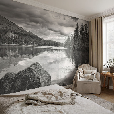 Peel and stick wall mural for kids' room with a mountain panorama design