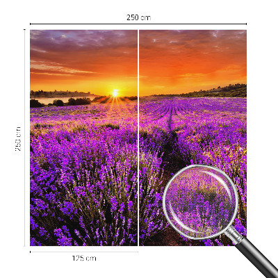 Peel and stick wall mural for kids' room with a lavender sunset design