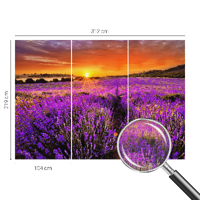 Peel and stick wall mural for kids' room with a lavender sunset design