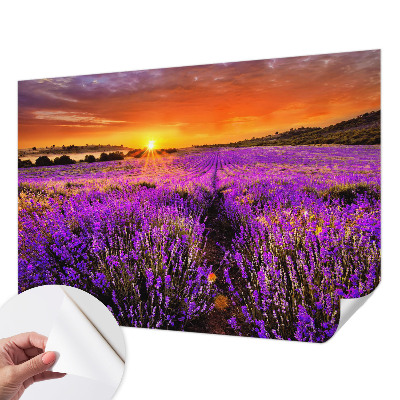 Peel and stick wall mural for kids' room with a lavender sunset design