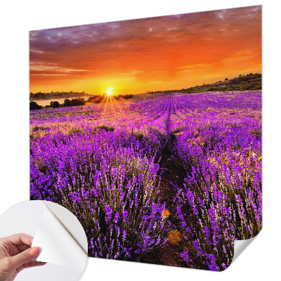 Peel and stick wall mural for kids' room with a lavender sunset design