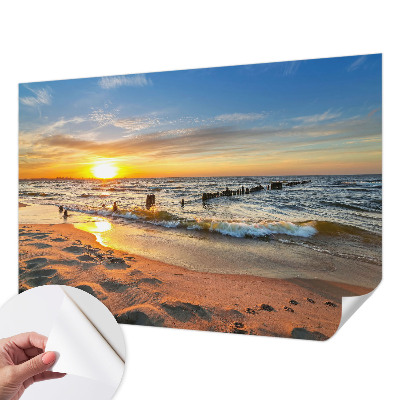 3D photo wallpaper mural with a beach sunset motif