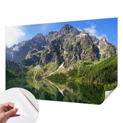 Nursery wall mural with a picturesque mountain scene
