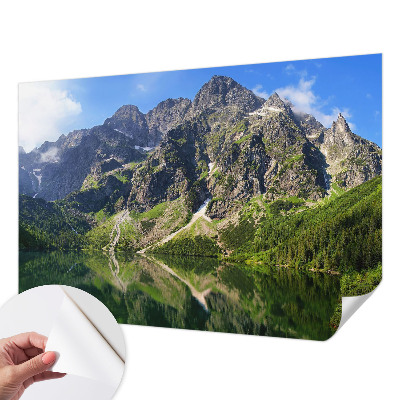 Nursery wall mural with a picturesque mountain scene