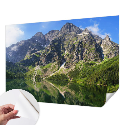 Nursery wall mural with a picturesque mountain scene