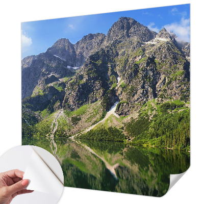 Nursery wall mural with a picturesque mountain scene