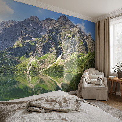 Nursery wall mural with a picturesque mountain scene