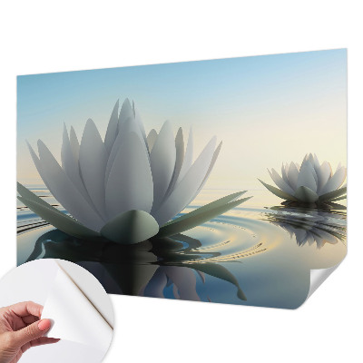 Baby room wall mural with a water lily motif