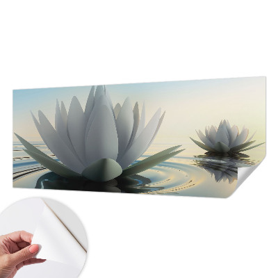 Baby room wall mural with a water lily motif
