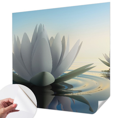 Baby room wall mural with a water lily motif