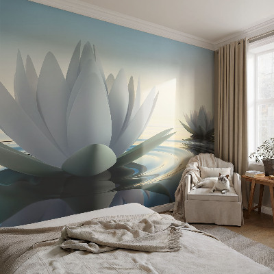 Baby room wall mural with a water lily motif