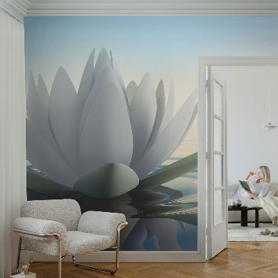 Baby room wall mural with a water lily motif