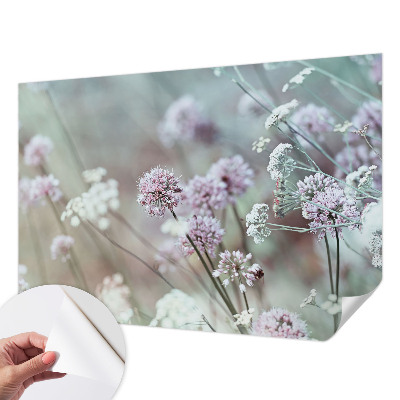 Self-adhesive wall mural with a wildflower design