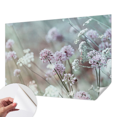 Self-adhesive wall mural with a wildflower design