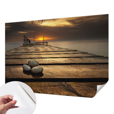 Stick-on wall mural with a sunset design