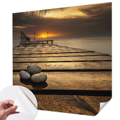 Stick-on wall mural with a sunset design
