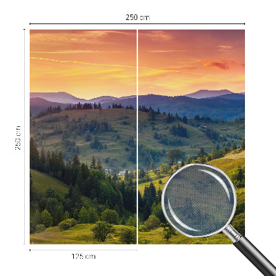 Removable wall mural wallpaper with a mountain landscape design