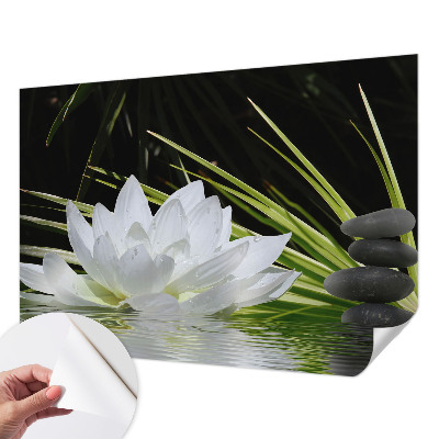 Removable wall mural with a lily meditation design