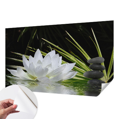Removable wall mural with a lily meditation design