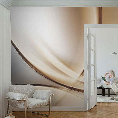 Peel and stick wall mural for living room with a rounded line design
