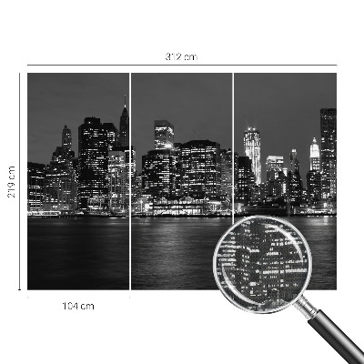 Peel and stick wall mural for bedroom with a night metropolis design