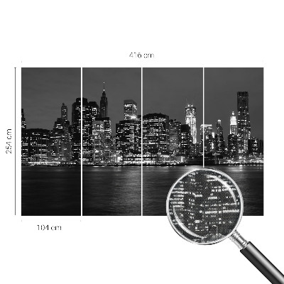 Peel and stick wall mural for bedroom with a night metropolis design