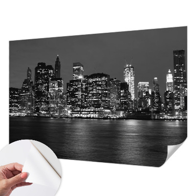 Peel and stick wall mural for bedroom with a night metropolis design
