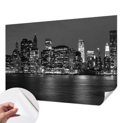 Peel and stick wall mural for bedroom with a night metropolis design