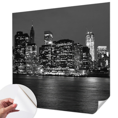 Peel and stick wall mural for bedroom with a night metropolis design