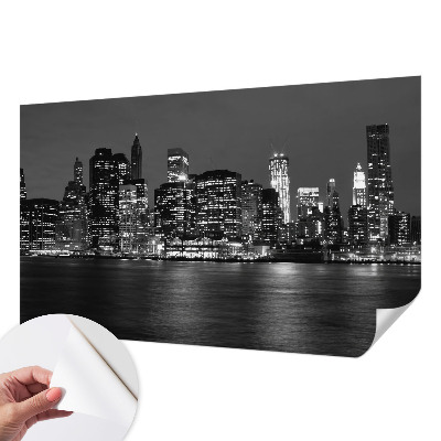 Peel and stick wall mural for bedroom with a night metropolis design