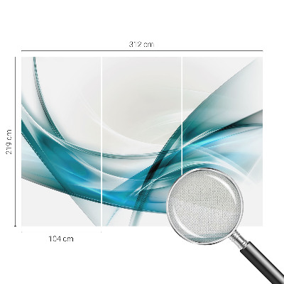 Peel and stick wall mural for kids' room with a blue waves design