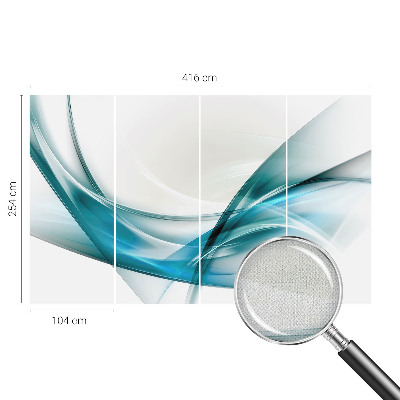 Peel and stick wall mural for kids' room with a blue waves design