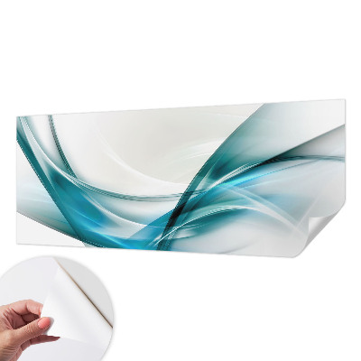 Peel and stick wall mural for kids' room with a blue waves design