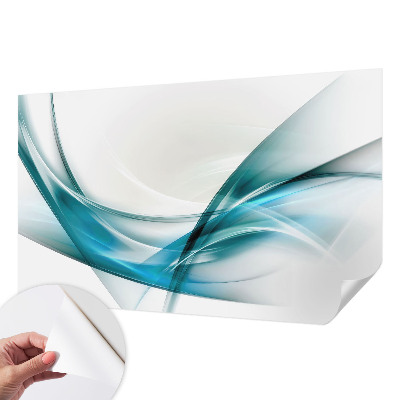 Peel and stick wall mural for kids' room with a blue waves design