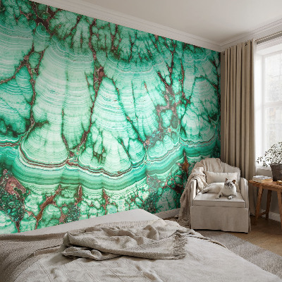 Baby room wall mural with green patterned design