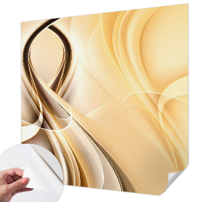 Peel and stick wall mural with wavy line pattern