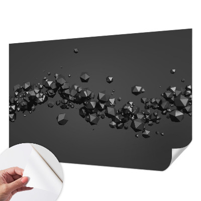 Peel and stick wall mural with a black abstract blob pattern suitable for bedroom walls