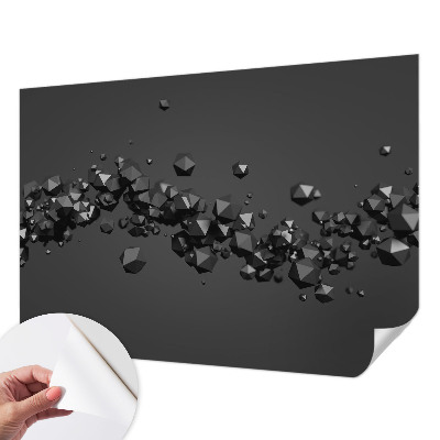 Peel and stick wall mural with a black abstract blob pattern suitable for bedroom walls